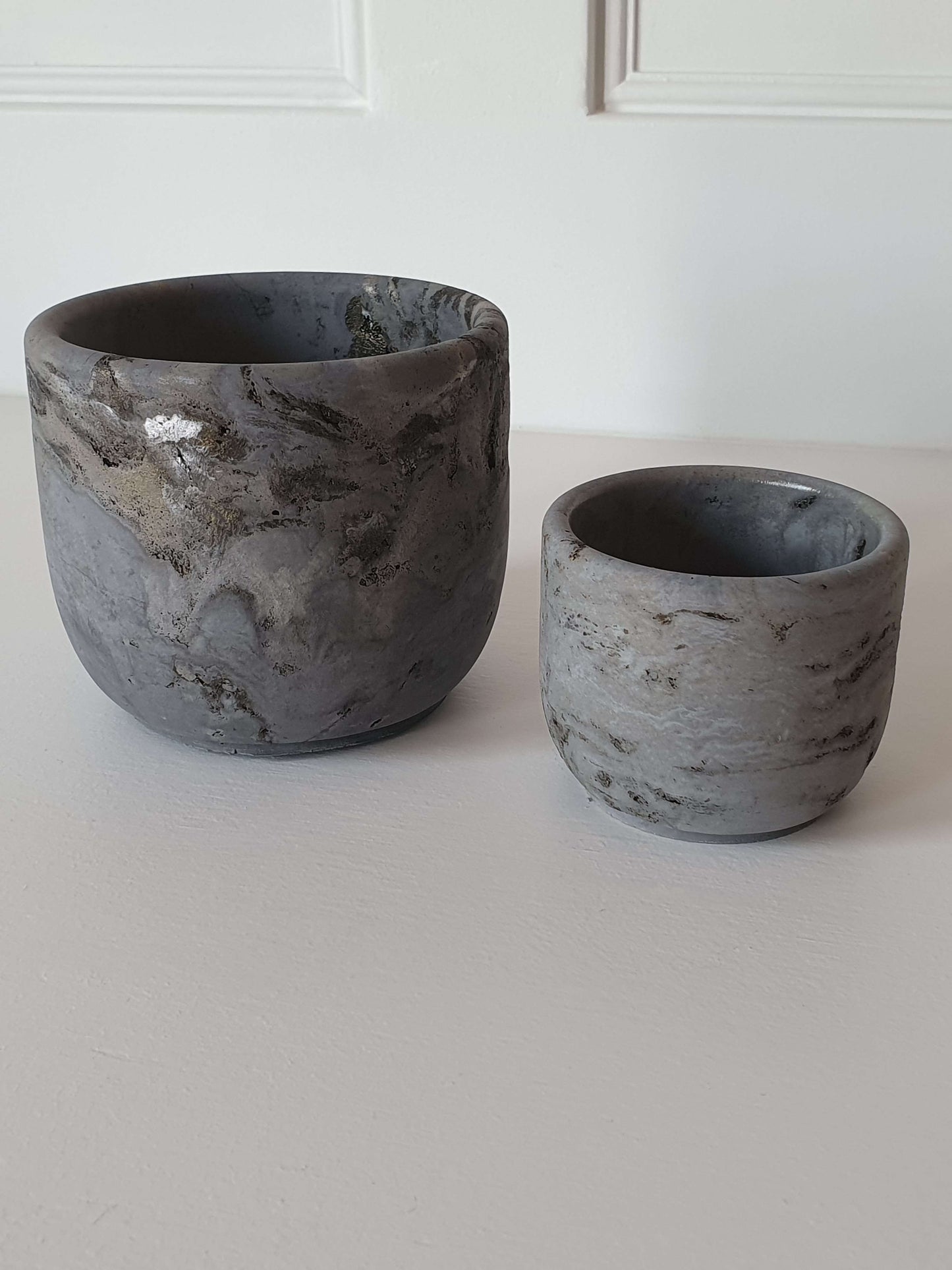 Lux Imperfect Marbled Concrete Vessels