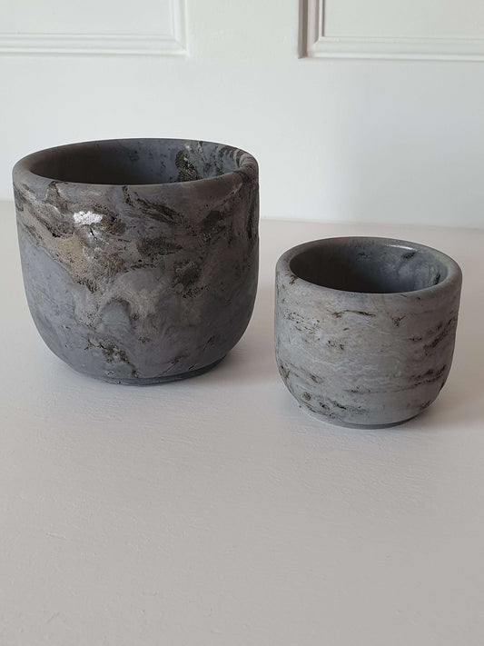 Lux Imperfect Marbled Concrete Vessels