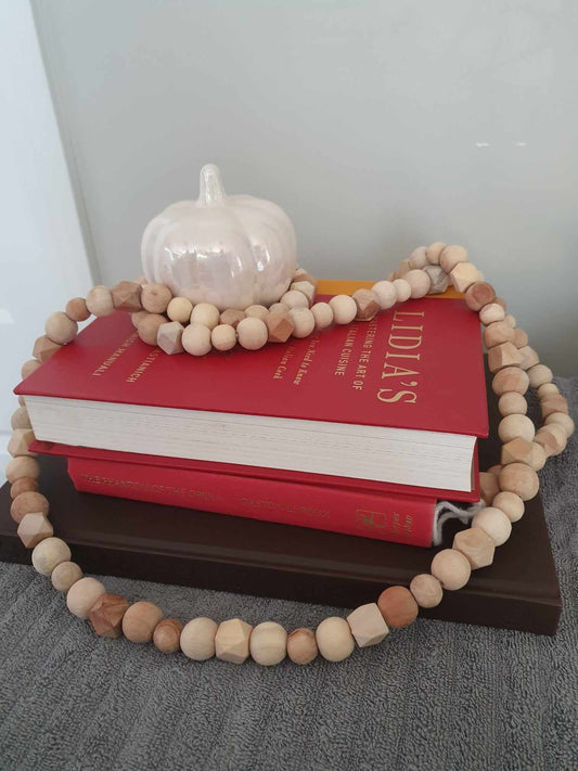 Wooden Beaded String & Assorted Books