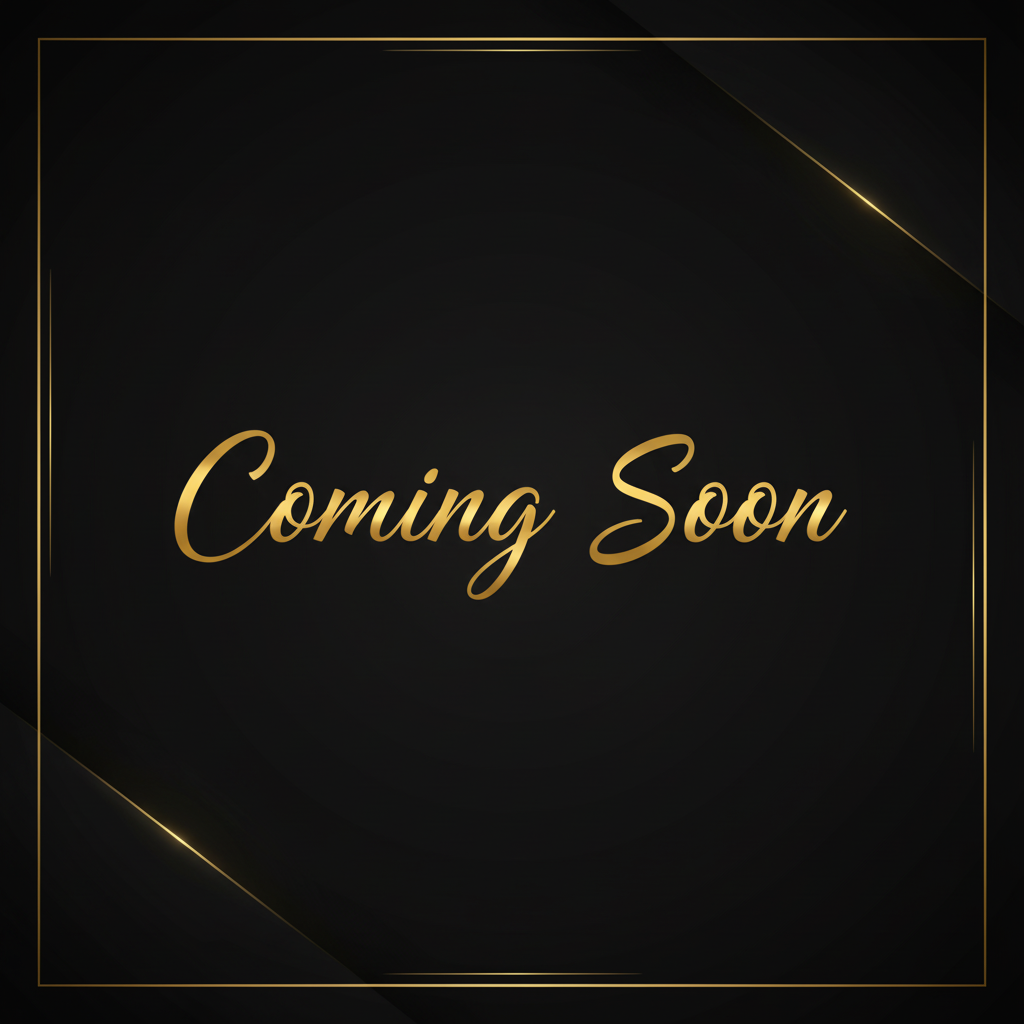 remove all the text except for coming soon. also change the colors scheme to blacks and golds